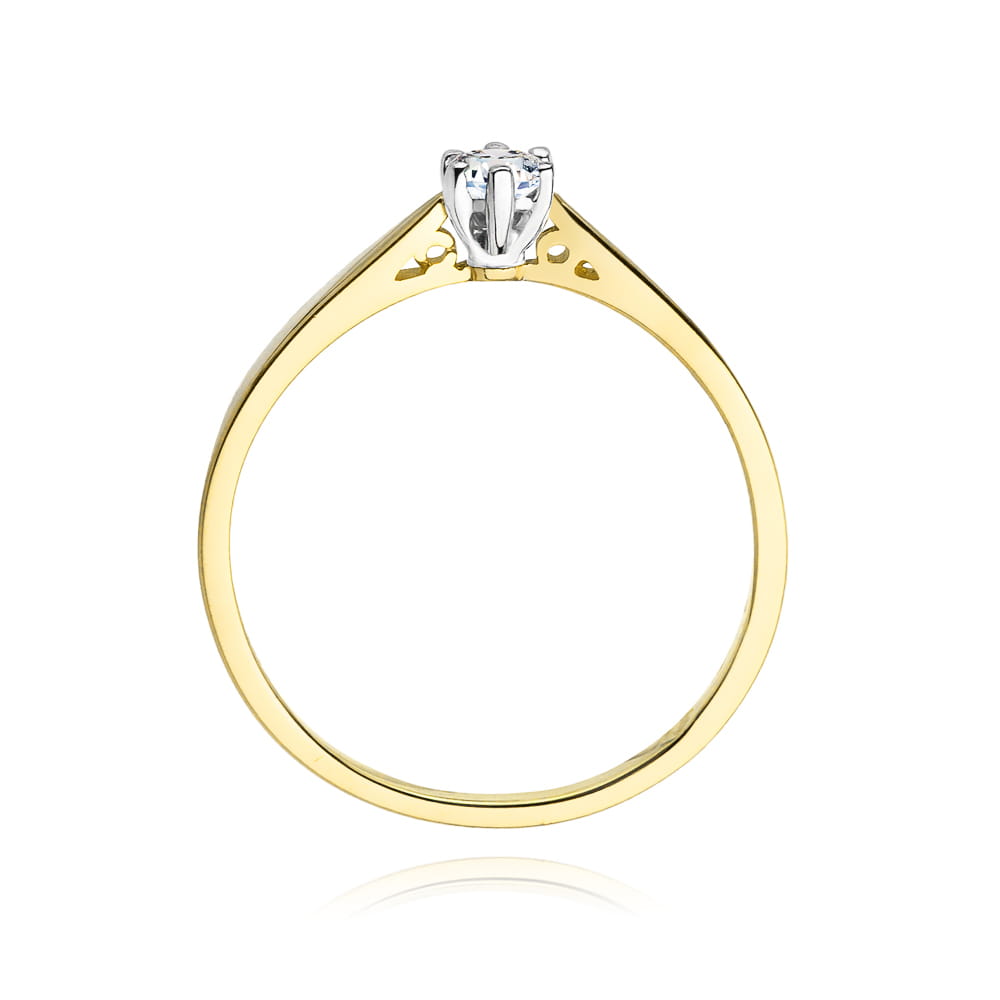 Pierścionek Diament 0,08ct żółte złoto 3 Pierścionek Diament 0,08ct żółte złoto - obrazek 3