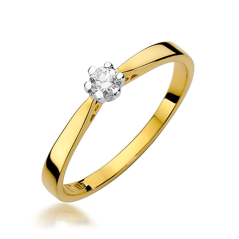 Pierścionek Diament 0,08ct żółte złoto 1 Pierścionek W229 Diament 0