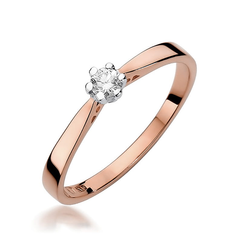 Pierścionek Diament 0,10ct różowe złoto 1 Pierścionek W229 Diament 0