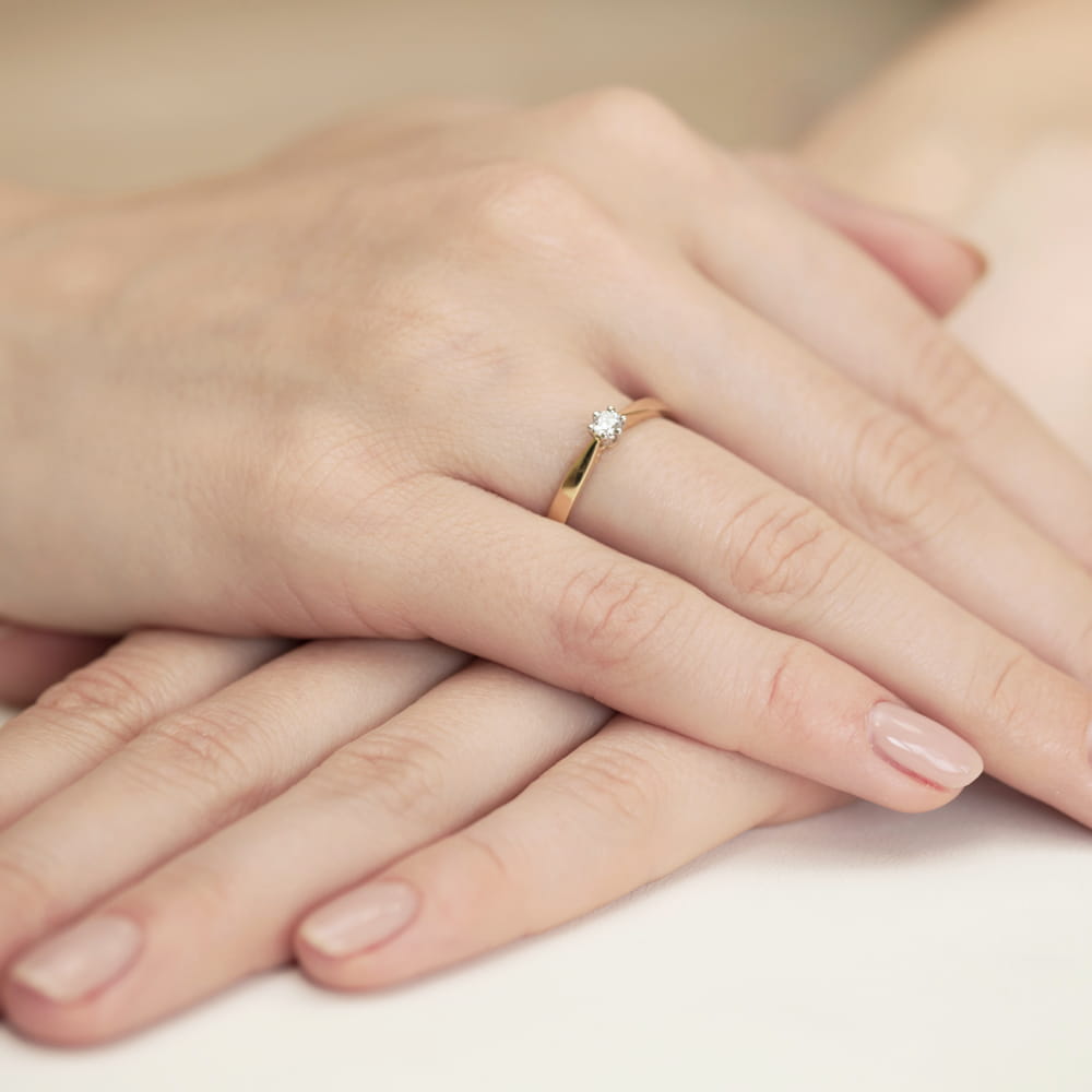 Pierścionek Diament 0,10ct żółte złoto 4 Pierścionek Diament 0,10ct żółte złoto - obrazek 4