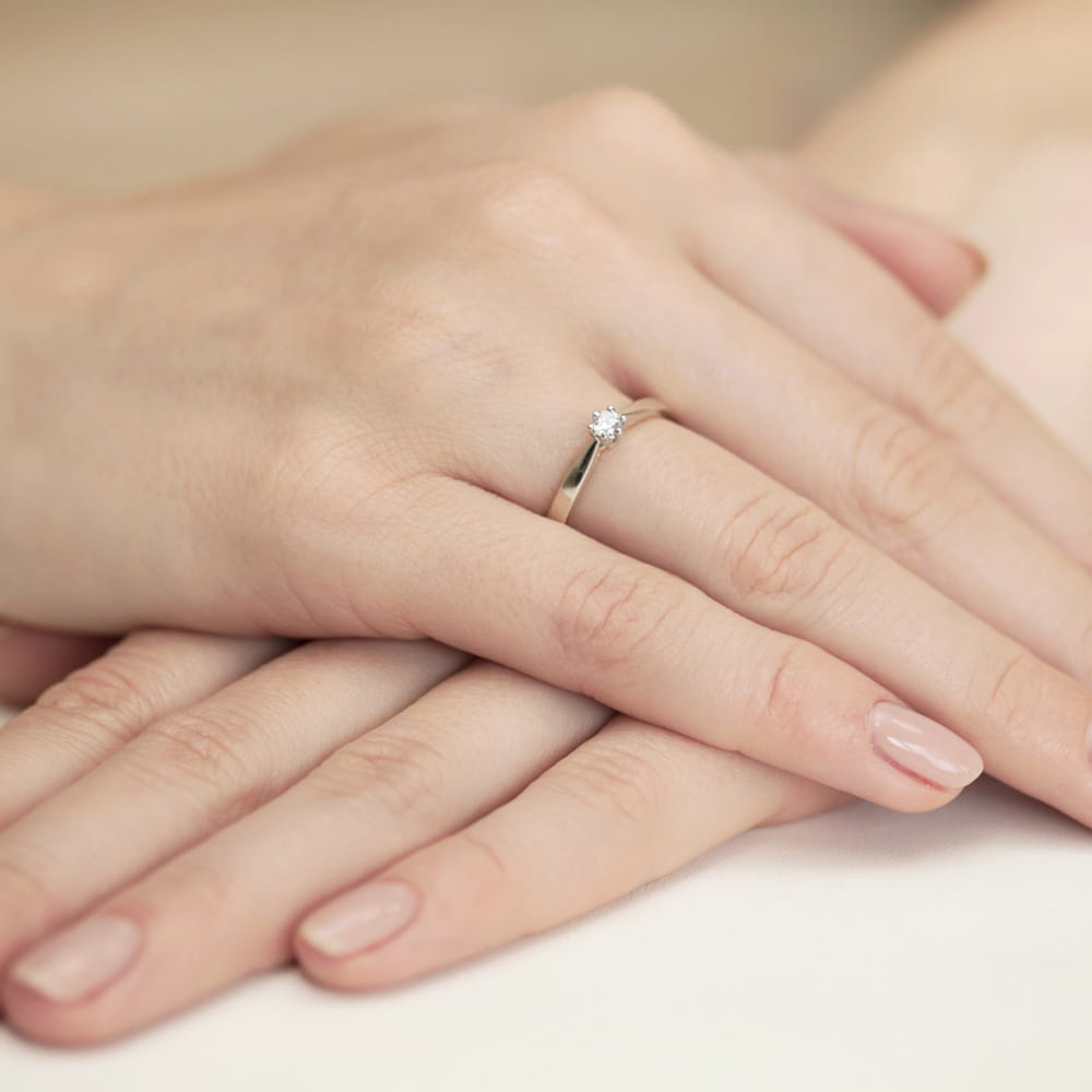 Pierścionek Diament 0,12ct białe złoto 4 Pierścionek Diament 0,12ct białe złoto - obrazek 4