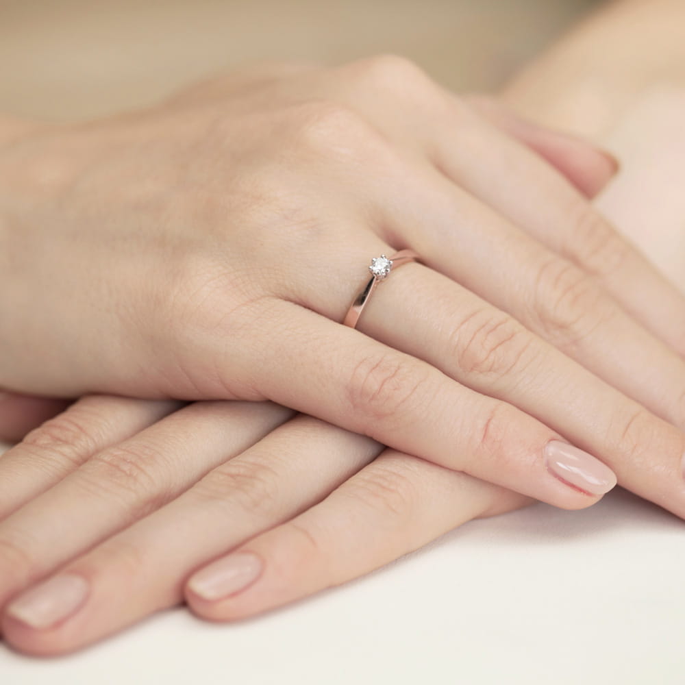 Pierścionek Diament 0,12ct różowe złoto 4 Pierścionek Diament 0,12ct różowe złoto - obrazek 4