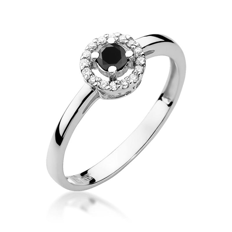 Pierścionek Czarny Diament 0,12ct białe złoto 1 Pierścionek W238 Czarny Diament 0