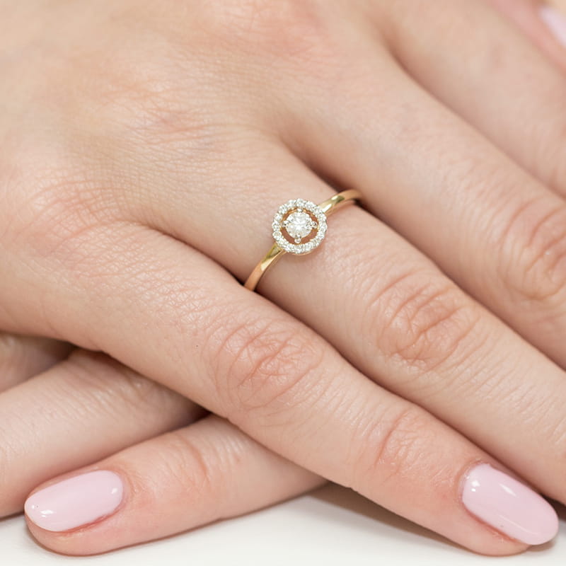 Pierścionek Diament 0,12ct żółte złoto 4 Pierścionek Diament 0,12ct żółte złoto - obrazek 4
