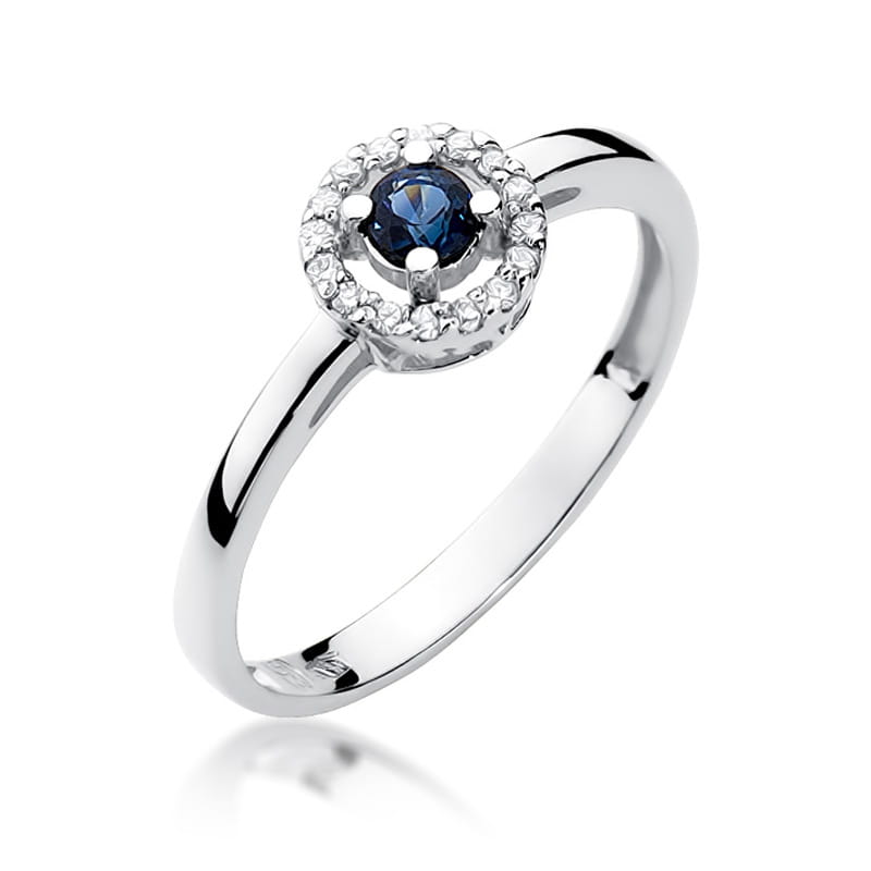 Pierścionek Szafir 0,15ct białe złoto 1 Pierścionek W238 Szafir 0