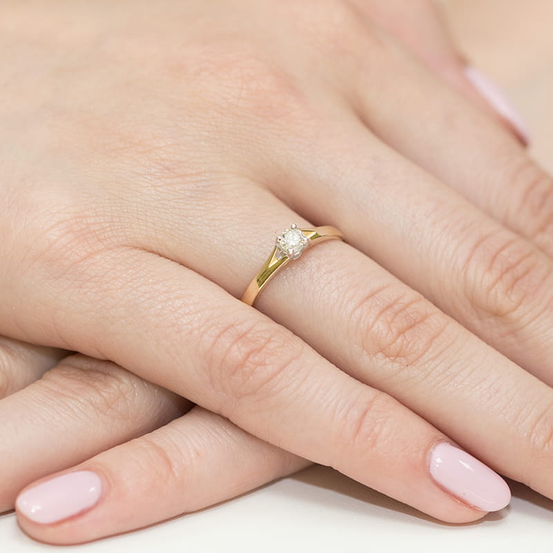 Pierścionek Diament 0,20ct żółte złoto 4 Pierścionek Diament 0,20ct żółte złoto - obrazek 4