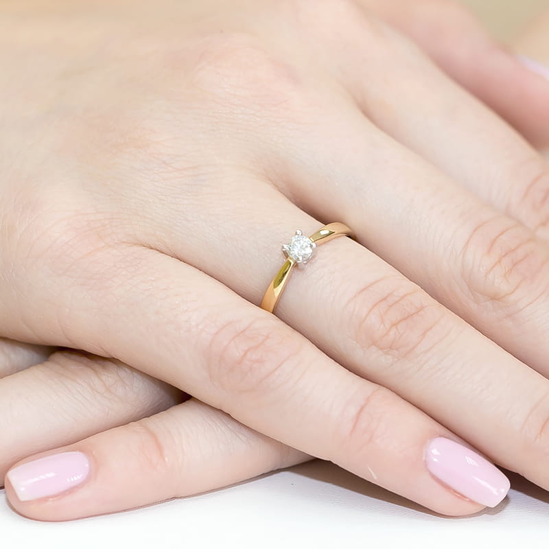 Pierścionek Diament 0,20ct żółte złoto 4 Pierścionek Diament 0,20ct żółte złoto - obrazek 4