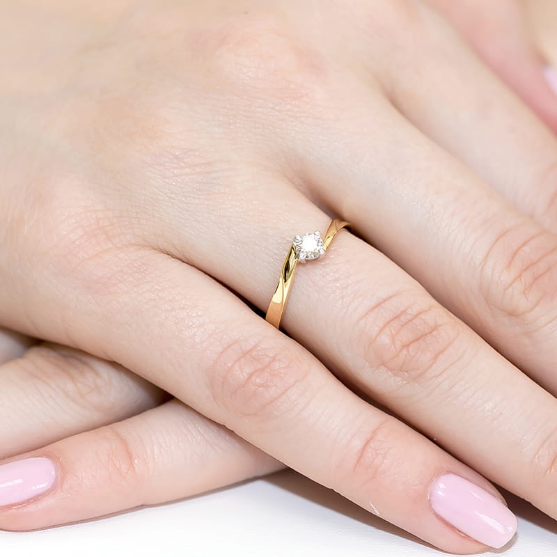 Pierścionek Diament 0,20ct żółte złoto 4 Pierścionek Diament 0,20ct żółte złoto - obrazek 4