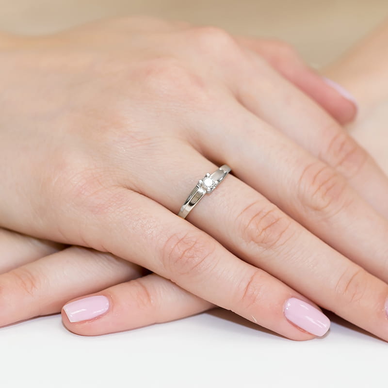 Pierścionek Diament 0,12ct białe złoto 4 Pierścionek Diament 0,12ct białe złoto - obrazek 4