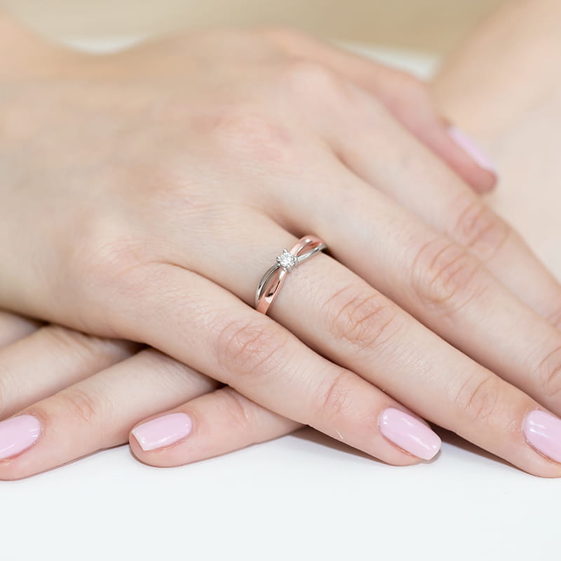 Pierścionek Diament 0,10ct różowe złoto 4 Pierścionek Diament 0,10ct różowe złoto - obrazek 4