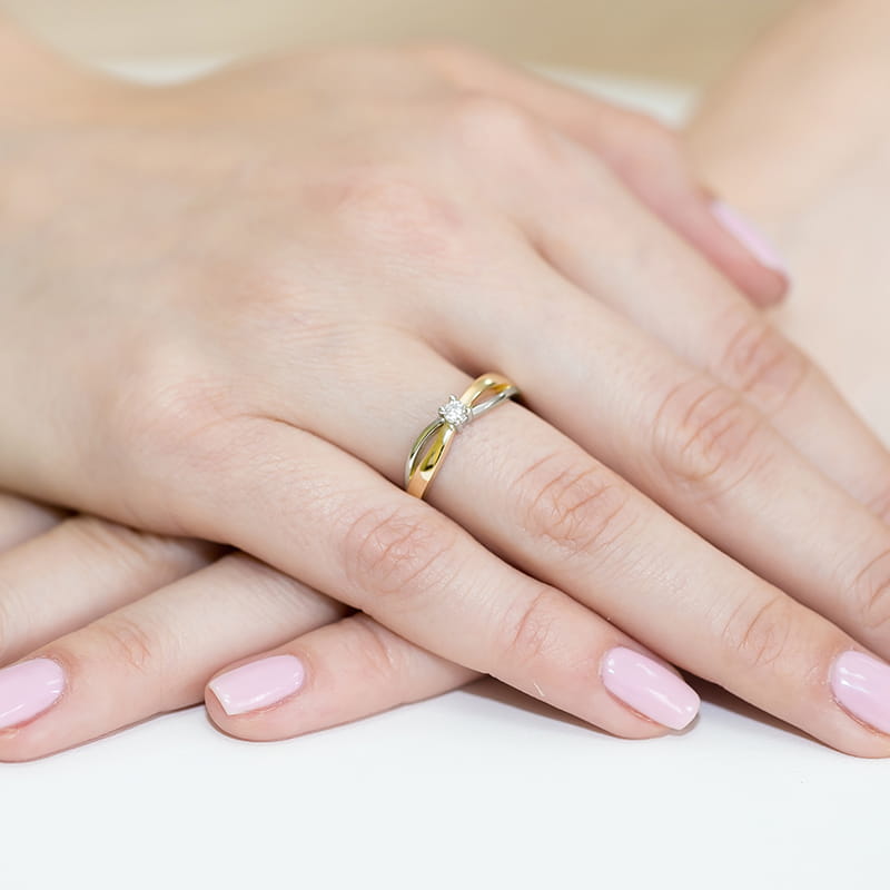 Pierścionek Diament 0,10ct żółte złoto 4 Pierścionek Diament 0,10ct żółte złoto - obrazek 4