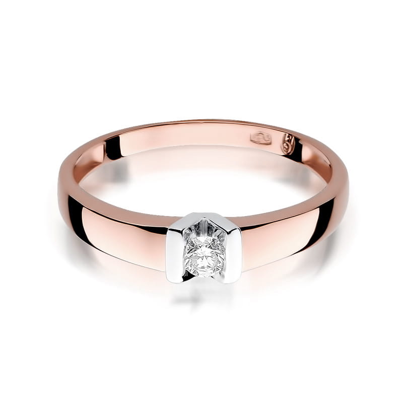 Pierścionek Diament 0,10ct różowe złoto 2 10ct różowe złoto Jubiler Kraków BigDIAMOND