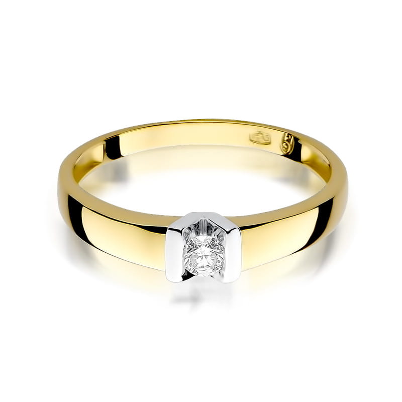 Pierścionek Diament 0,10ct żółte złoto 2 10ct żółte złoto Jubiler Kraków BigDIAMOND