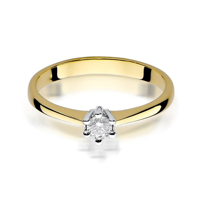 Pierścionek Diament 0,15ct żółte złoto 2 15ct żółte złoto Jubiler Kraków BigDIAMOND