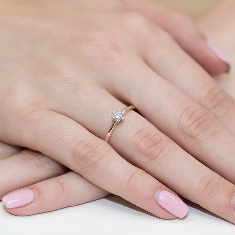 Pierścionek Diament 0,20ct różowe złoto 4 Pierścionek Diament 0,20ct różowe złoto - obrazek 4