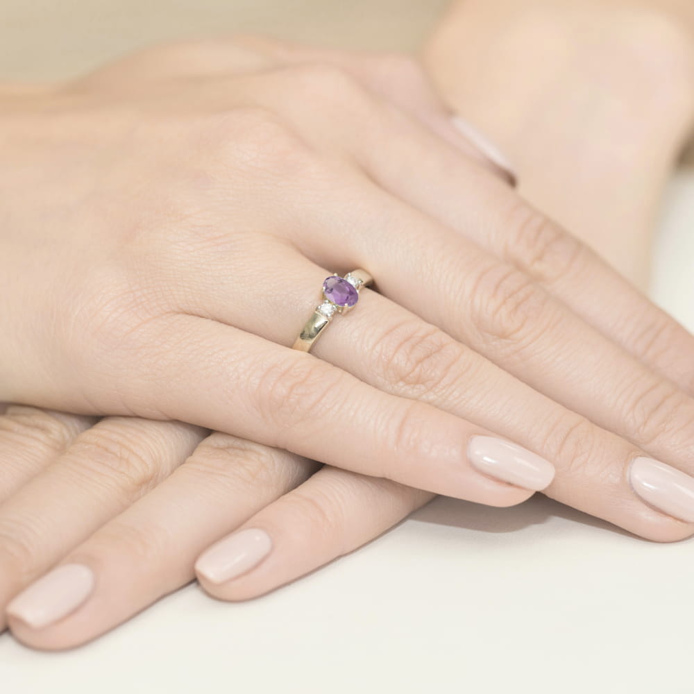 Pierścionek Ametyst 0,40ct białe złoto 4 Pierścionek Ametyst 0,40ct białe złoto - obrazek 4