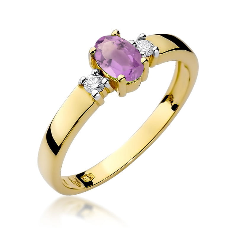 Pierścionek Ametyst 0,40ct żółte złoto 1 Pierścionek W264 Ametyst 0