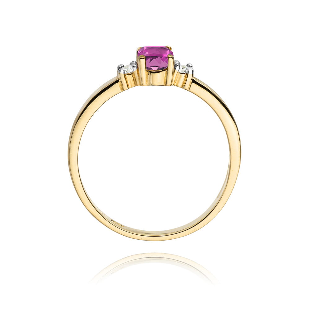Pierścionek Różowy Szafir 0,45ct żółte złoto 3 Pierścionek Różowy Szafir 0,45ct żółte złoto - obrazek 3