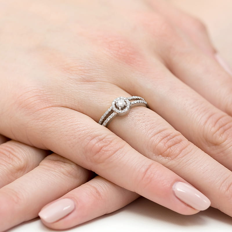 Pierścionek Diament 0,10ct białe złoto 4 Pierścionek Diament 0,10ct białe złoto - obrazek 4