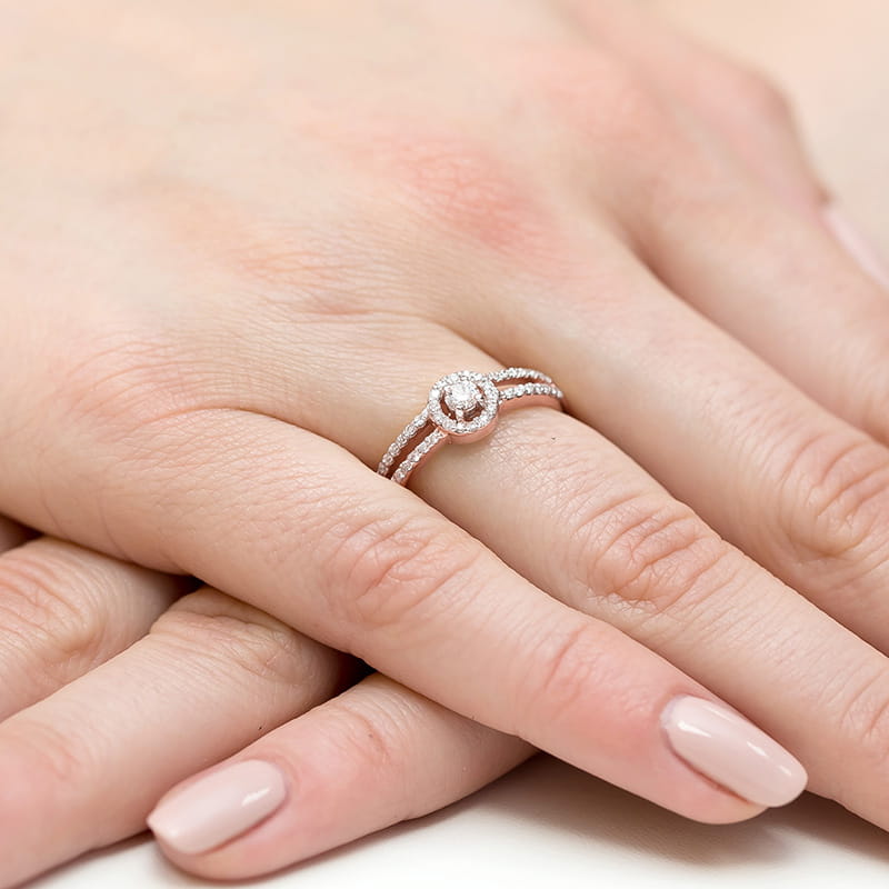 Pierścionek Diament 0,10ct różowe złoto 4 Pierścionek Diament 0,10ct różowe złoto - obrazek 4