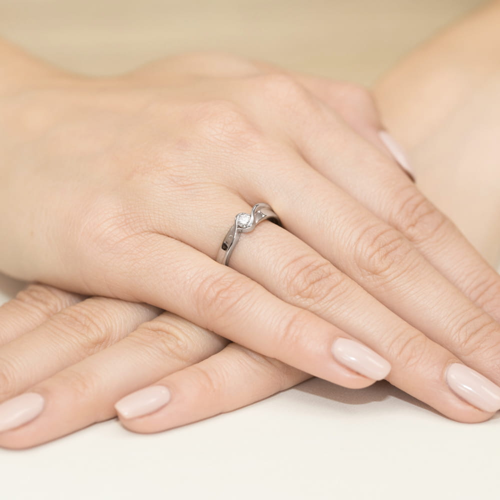 Pierścionek Diament 0,15ct białe złoto 4 Pierścionek Diament 0,15ct białe złoto - obrazek 4