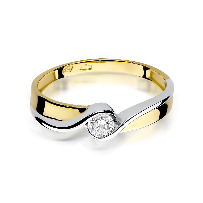 Pierścionek Diament 0,15ct żółte złoto 2 15ct żółte złoto Jubiler Kraków BigDIAMOND