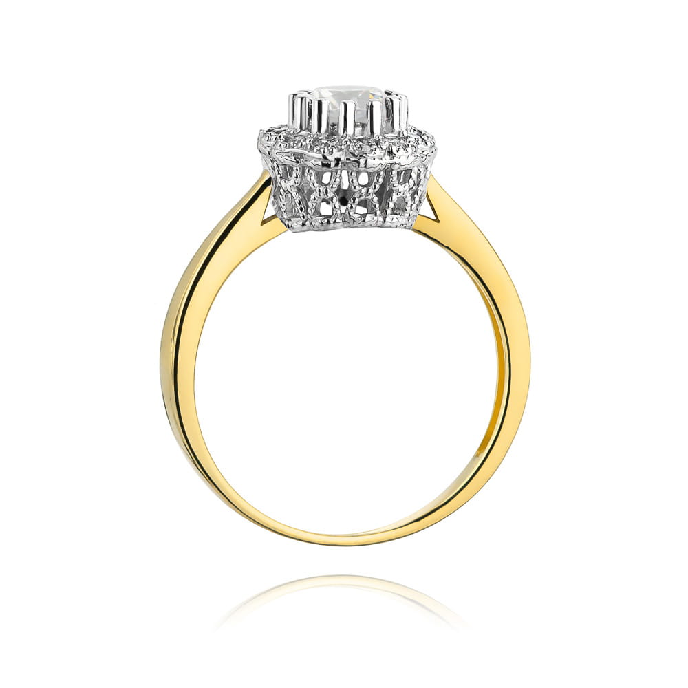 Pierścionek Biały Szafir 0,60ct żółte złoto 3 Pierścionek Biały Szafir 0,60ct żółte złoto - obrazek 3
