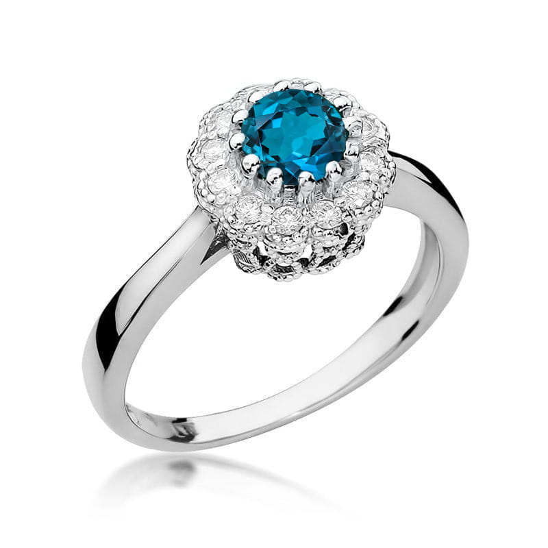 Pierścionek Topaz London Blue 0,50ct białe złoto 1 Pierścionek W284 Topaz London Blue 0