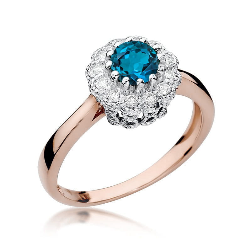Pierścionek Topaz London Blue 0,50ct różowe złoto 1 Pierścionek W284 Topaz London Blue 0