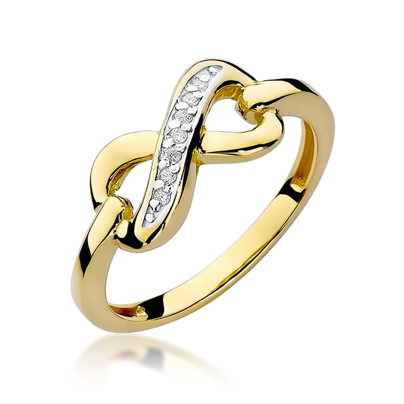 Pierścionek z diamentami żółte złoto 1 Pierścionek W285 z diamentami żółte złoto Jubiler Kraków BigDIAMOND