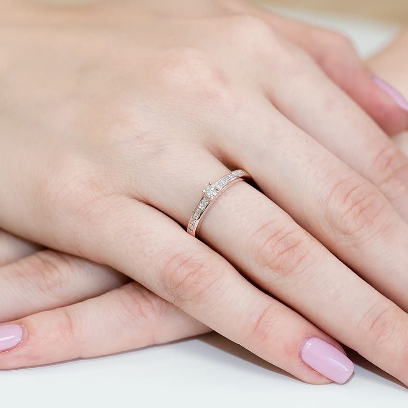 Pierścionek Diament 0,08ct różowe złoto 4 Pierścionek Diament 0,08ct różowe złoto - obrazek 4