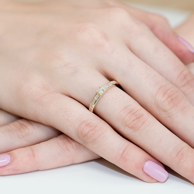 Pierścionek Diament 0,08ct żółte złoto 4 Pierścionek Diament 0,08ct żółte złoto - obrazek 4