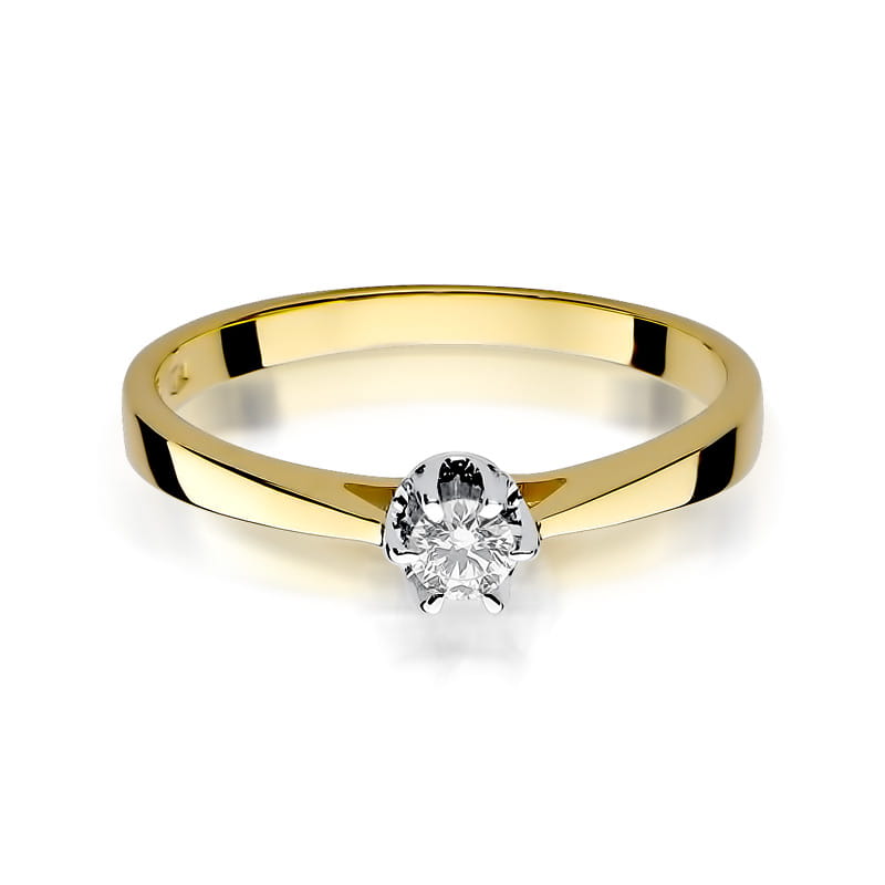 Pierścionek Diament 0,12ct żółte złoto 2 12ct żółte złoto Jubiler Kraków BigDIAMOND
