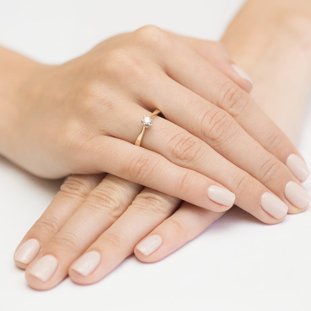 Pierścionek Diament 0,12ct żółte złoto 4 Pierścionek Diament 0,12ct żółte złoto - obrazek 4