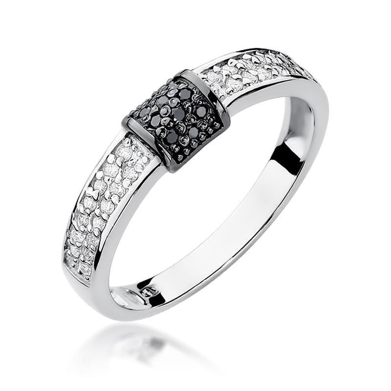 Pierścionek z czarnymi diamentami białe złoto 1 Pierścionek W297 z czarnymi diamentami białe złoto Jubiler Kraków BigDIAMOND
