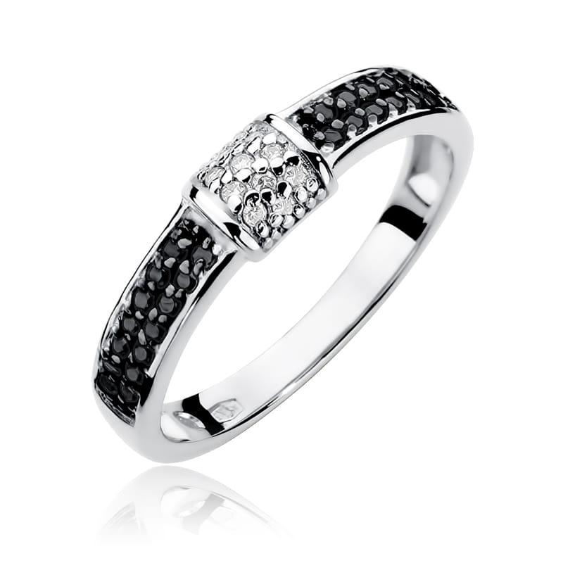 Pierścionek z czarnymi diamentami białe złoto 1 Pierścionek W297 z czarnymi diamentami białe złoto Jubiler Kraków BigDIAMOND