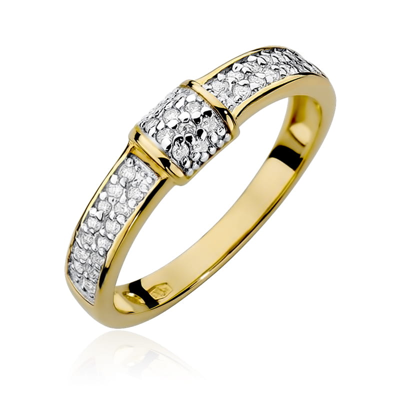 Pierścionek z diamentami żółte złoto 1 Pierścionek W297 z diamentami żółte złoto Jubiler Kraków BigDIAMOND