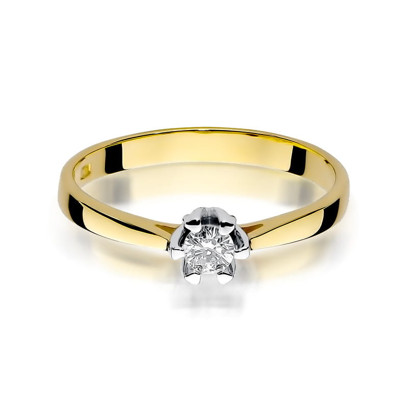 Pierścionek Diament 0,12ct żółte złoto 2 12ct żółte złoto Jubiler Kraków BigDIAMOND
