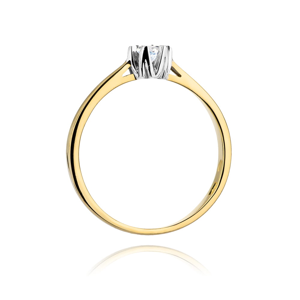 Pierścionek Diament 0,12ct żółte złoto 3 Pierścionek Diament 0,12ct żółte złoto - obrazek 3