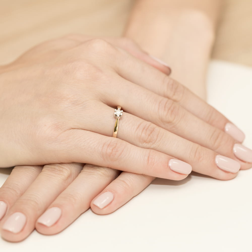Pierścionek Diament 0,12ct żółte złoto 4 Pierścionek Diament 0,12ct żółte złoto - obrazek 4