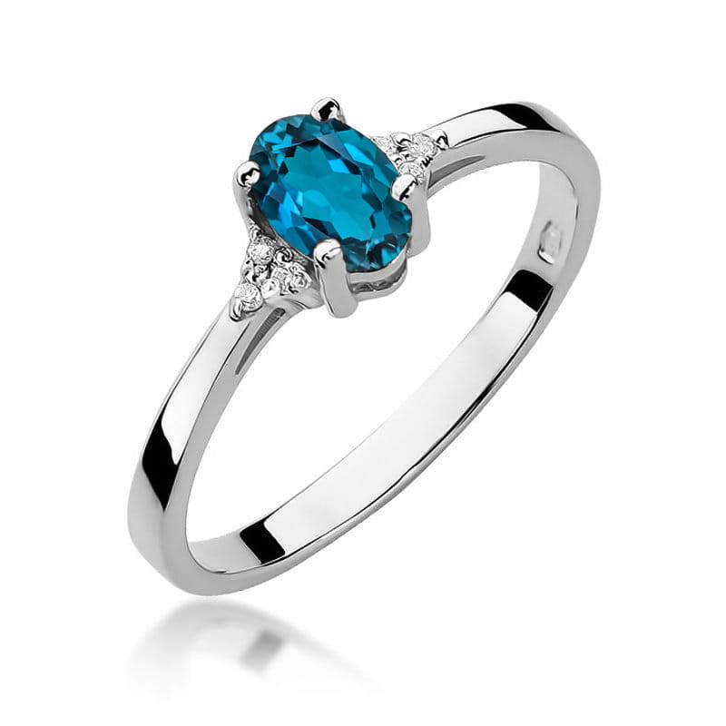 Pierścionek Topaz London Blue 0,50ct białe złoto 1 Pierścionek W301 Topaz London Blue 0