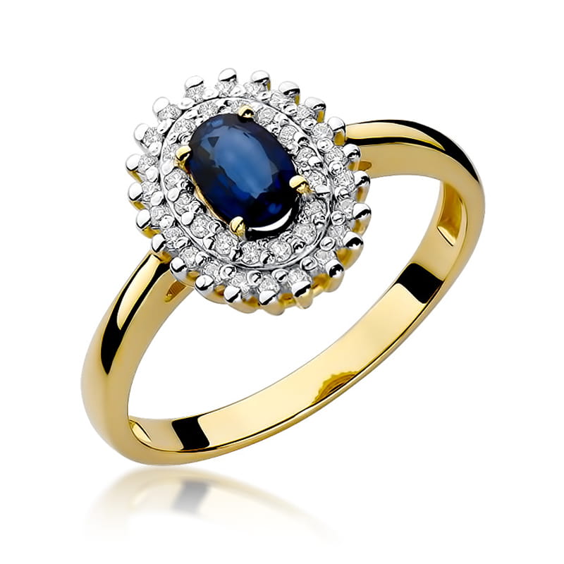 Pierścionek Szafir 0,70ct żółte złoto 1 Pierścionek W303 Szafir 0