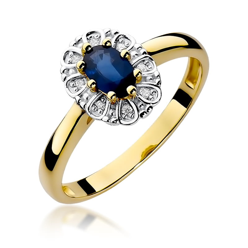Pierścionek Szafir 0,70ct żółte złoto 1 Pierścionek W304 Szafir 0