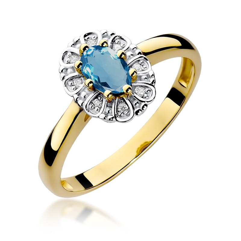 Pierścionek Topaz London Blue 0,50ct żółte złoto 1 Pierścionek W304 Topaz London Blue 0