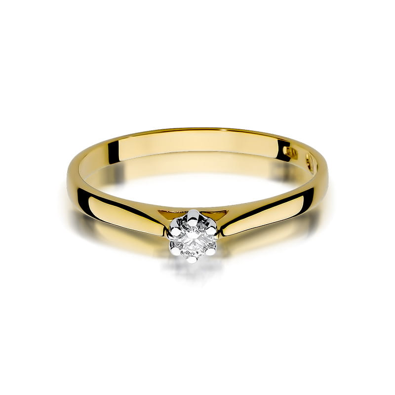 Pierścionek Diament 0,10ct żółte złoto 2 10ct żółte złoto Jubiler Kraków BigDIAMOND