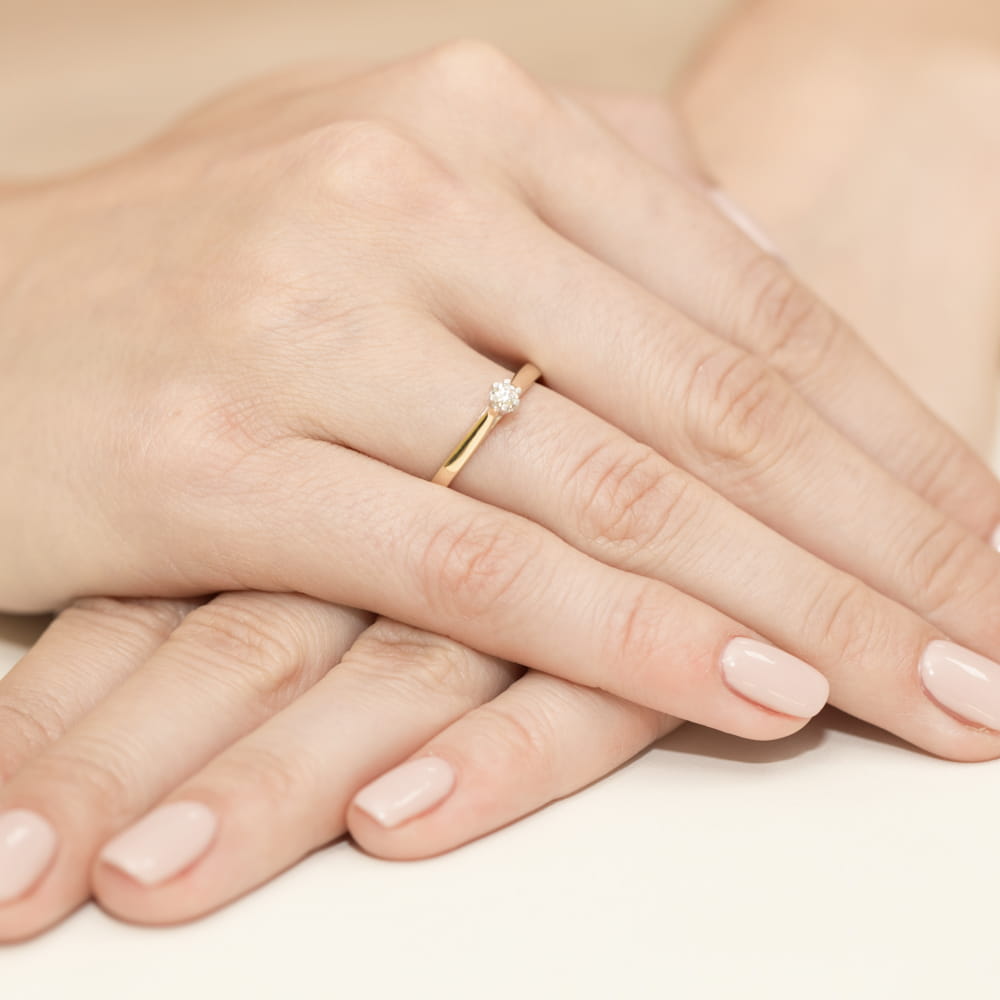 Pierścionek Diament 0,10ct żółte złoto 4 Pierścionek Diament 0,10ct żółte złoto - obrazek 4