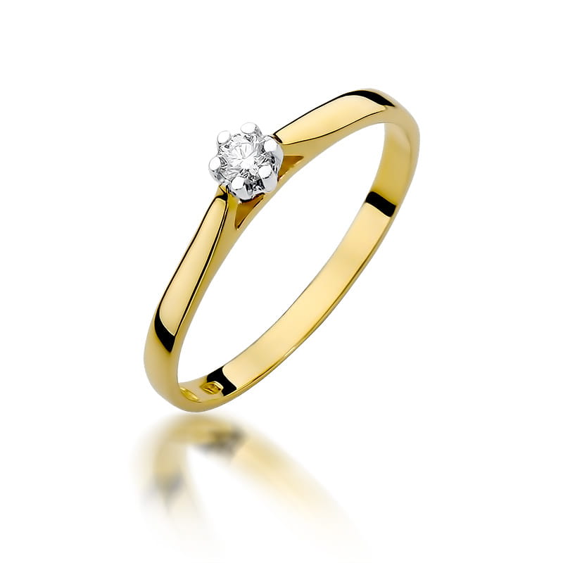 Pierścionek Diament 0,10ct żółte złoto 1 Pierścionek W311 Diament 0