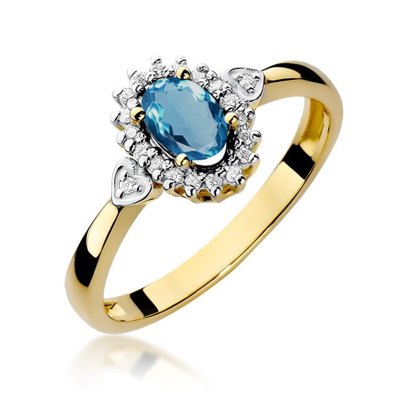 Pierścionek Topaz London Blue 0,50ct żółte złoto 1 Pierścionek W312 Topaz London Blue 0