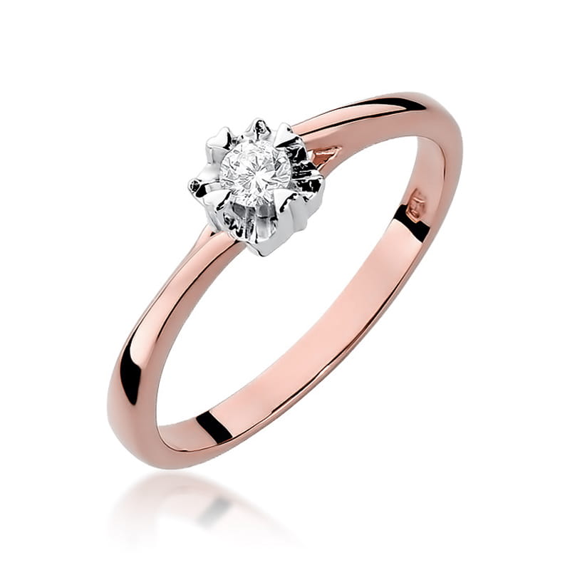 Pierścionek Diament 0,10ct różowe złoto 1 Pierścionek W318 Diament 0