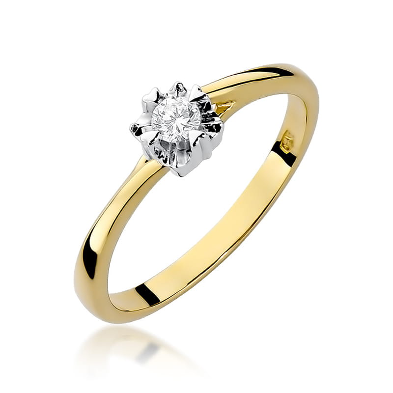 Pierścionek Diament 0,10ct żółte złoto 1 Pierścionek W318 Diament 0